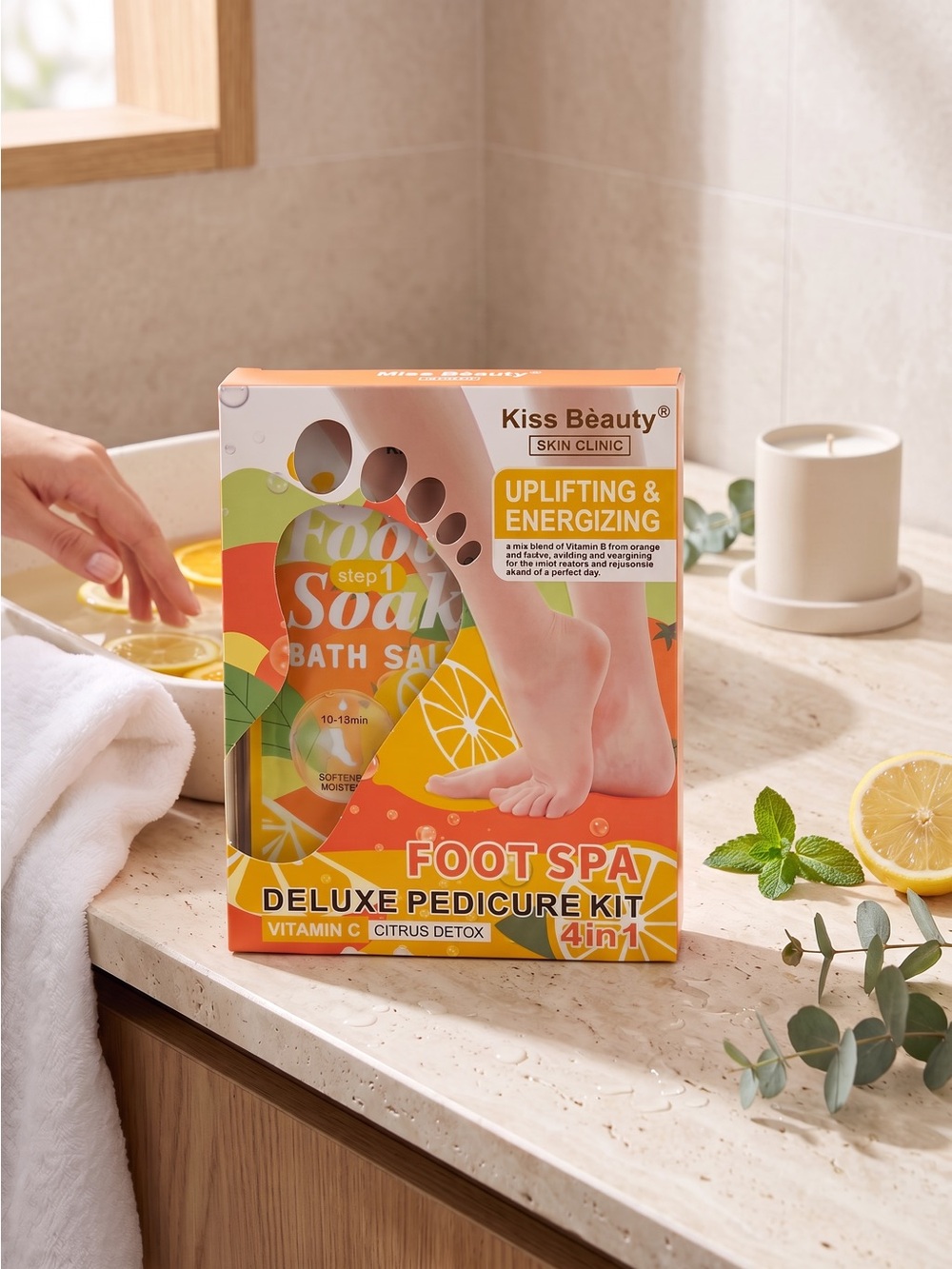 Kiss Beauty 4-in-1 Foot Spa Deluxe Pedicure Kit Citrus Detox